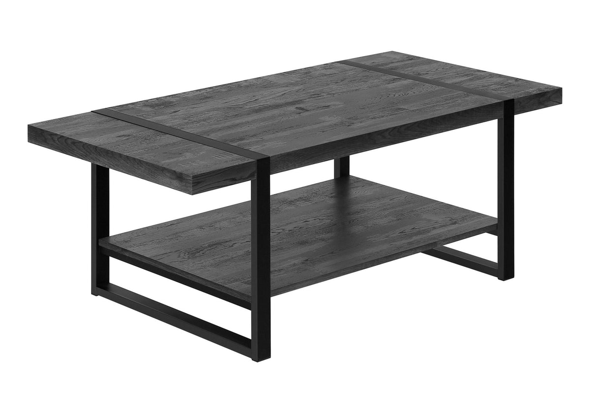 Rectangular Coffee Table with Fixed Storage Shelf - Dark Brown or Black