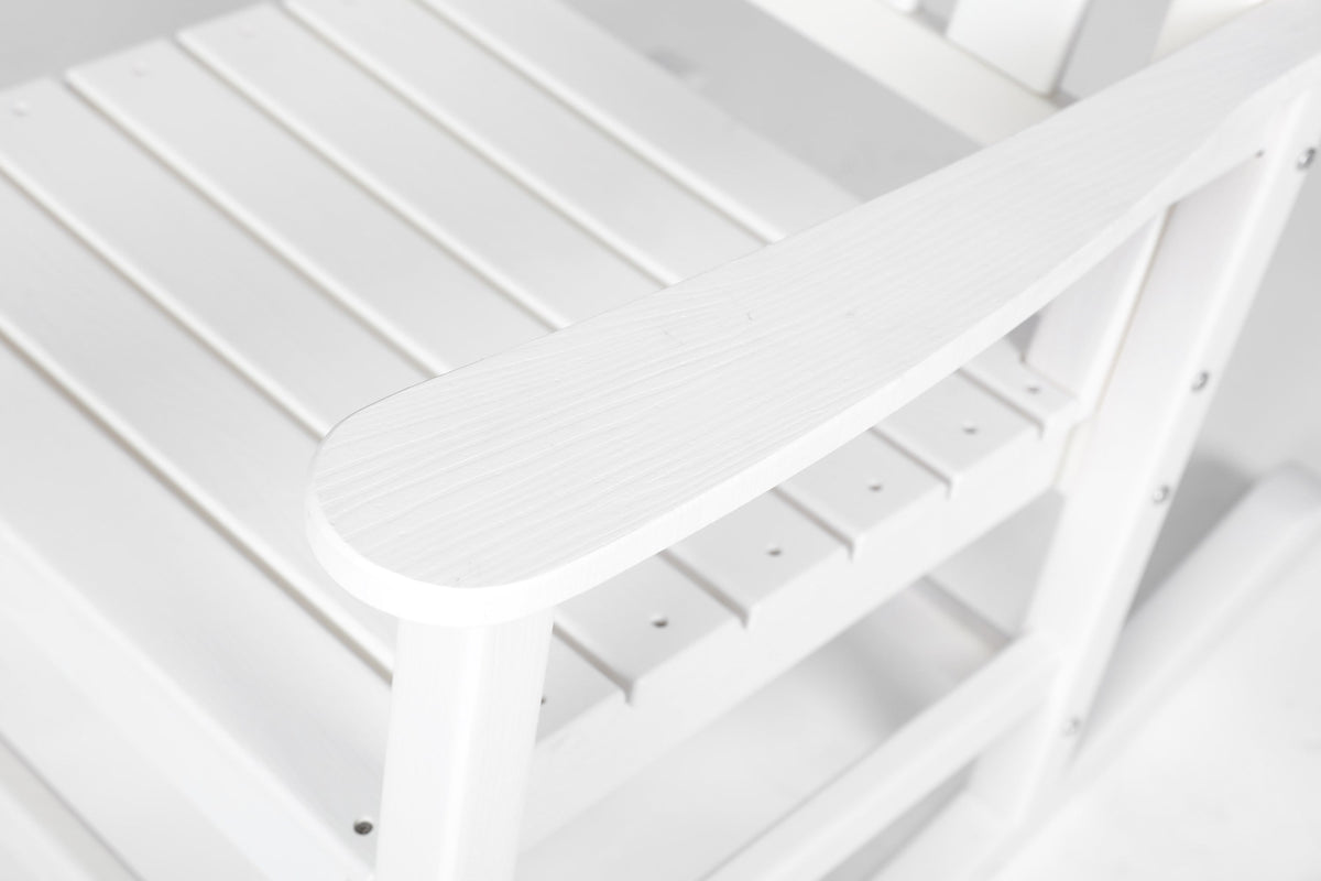 Oversized Outdoor Rocking Chair with Wood-Texture Design - White