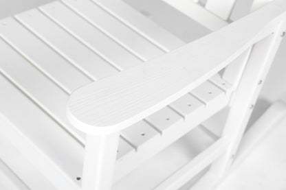 Oversized Outdoor Rocking Chair with Wood-Texture Design - White