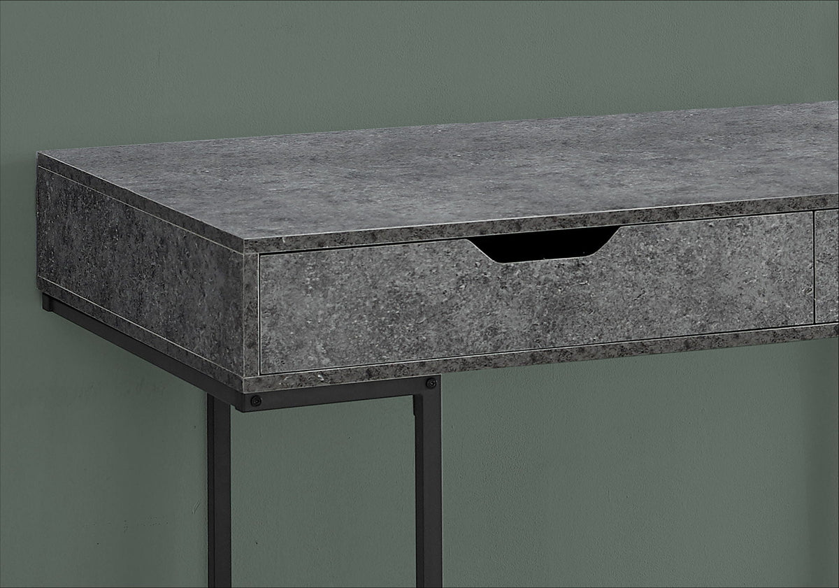 Contemporary Computer Desk with Storage Drawers - Stone-Look Finish