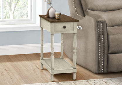 Accent End Table with 2 Tiers and Storage Drawer - Traditional Style