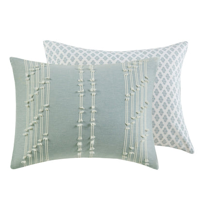 Cotton Jacquard Comforter Set with Reversible Design - Aqua