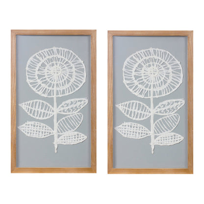 Framed Paper Mache Flower Wall Art (Set of 2)