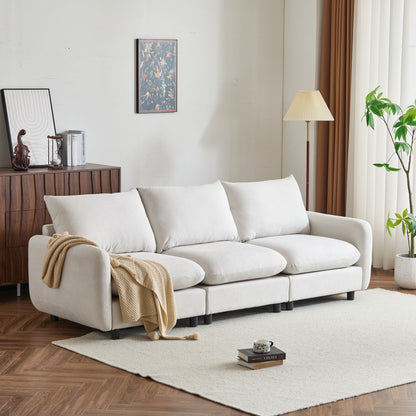 Modular Free Combination Sectional Sofa Couch with Solid Wood Frame - White