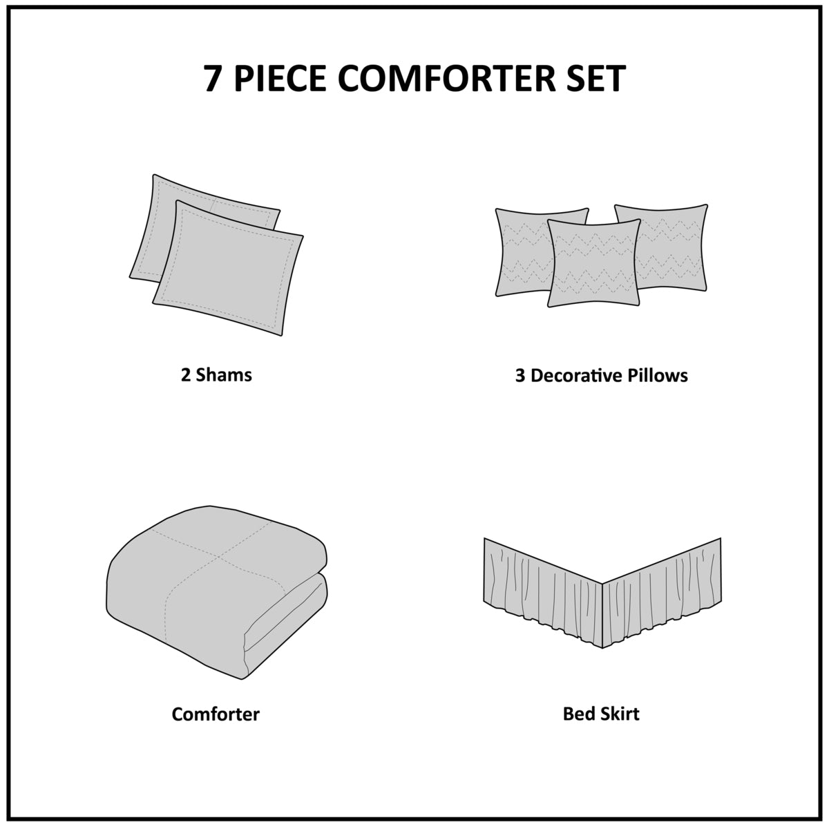 7 Piece Tufted Comforter Set Ivory King