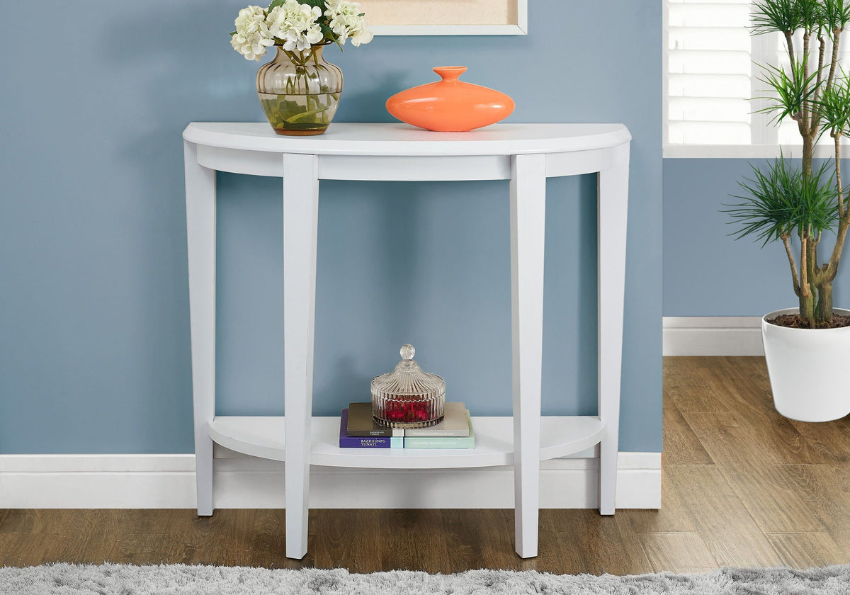 Space-Saving Wood Console Table with Two-Tier Design - Light Brown or White