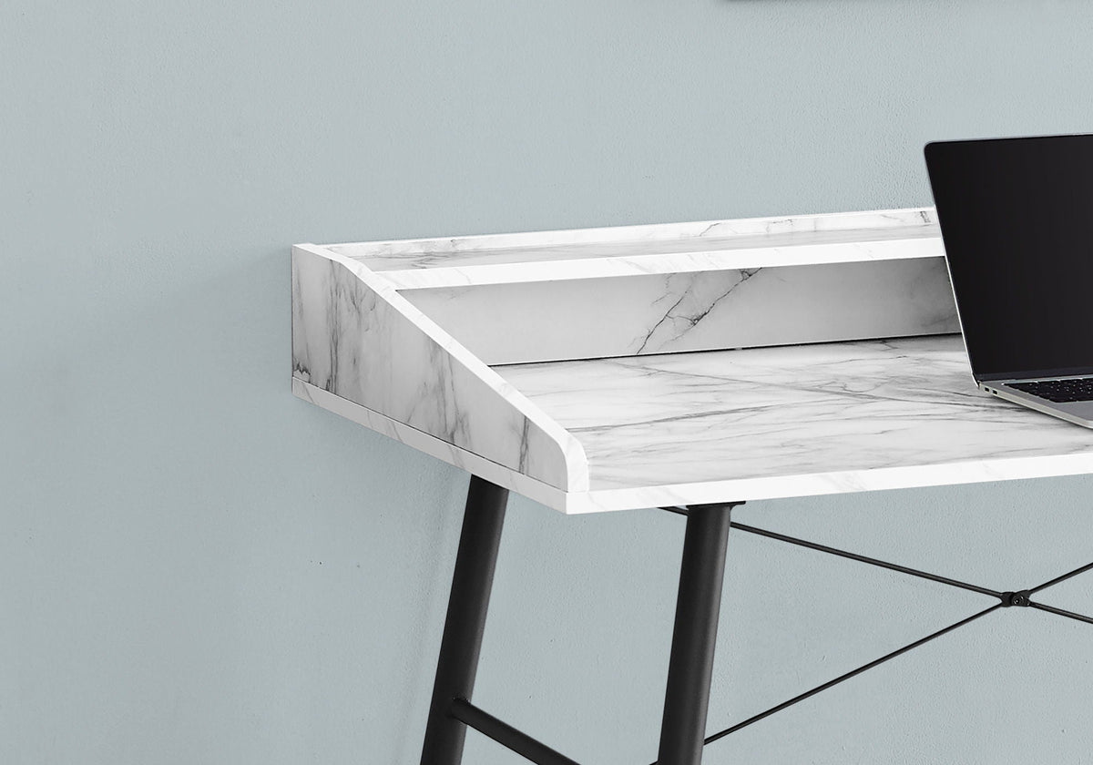 Contemporary Computer Desk with Storage Shelves - White, Black, or Gray