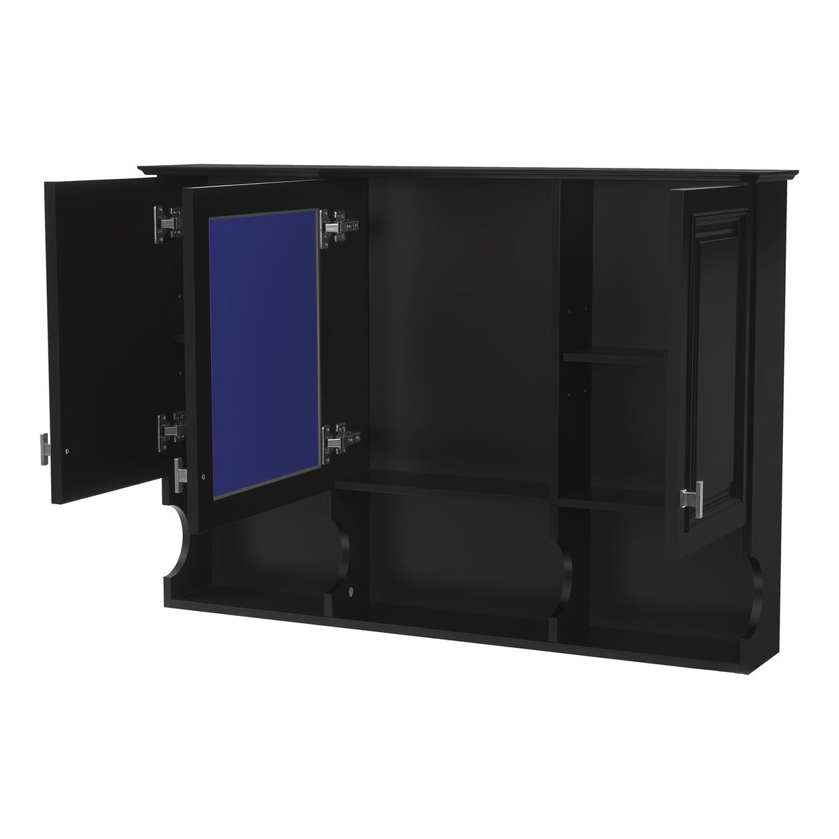 Modern Wall Mounted Medicine Cabinet with Open Shelves - White or Black