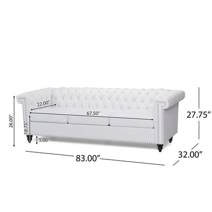 Chesterfield Style 3 Seater Sofa with Deep Button Tufting - Multiple Colors