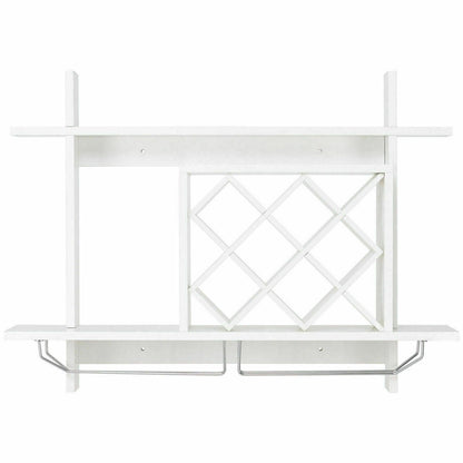 Wall Mount Wine Rack Organizer with Glass Holder Storage Shelf