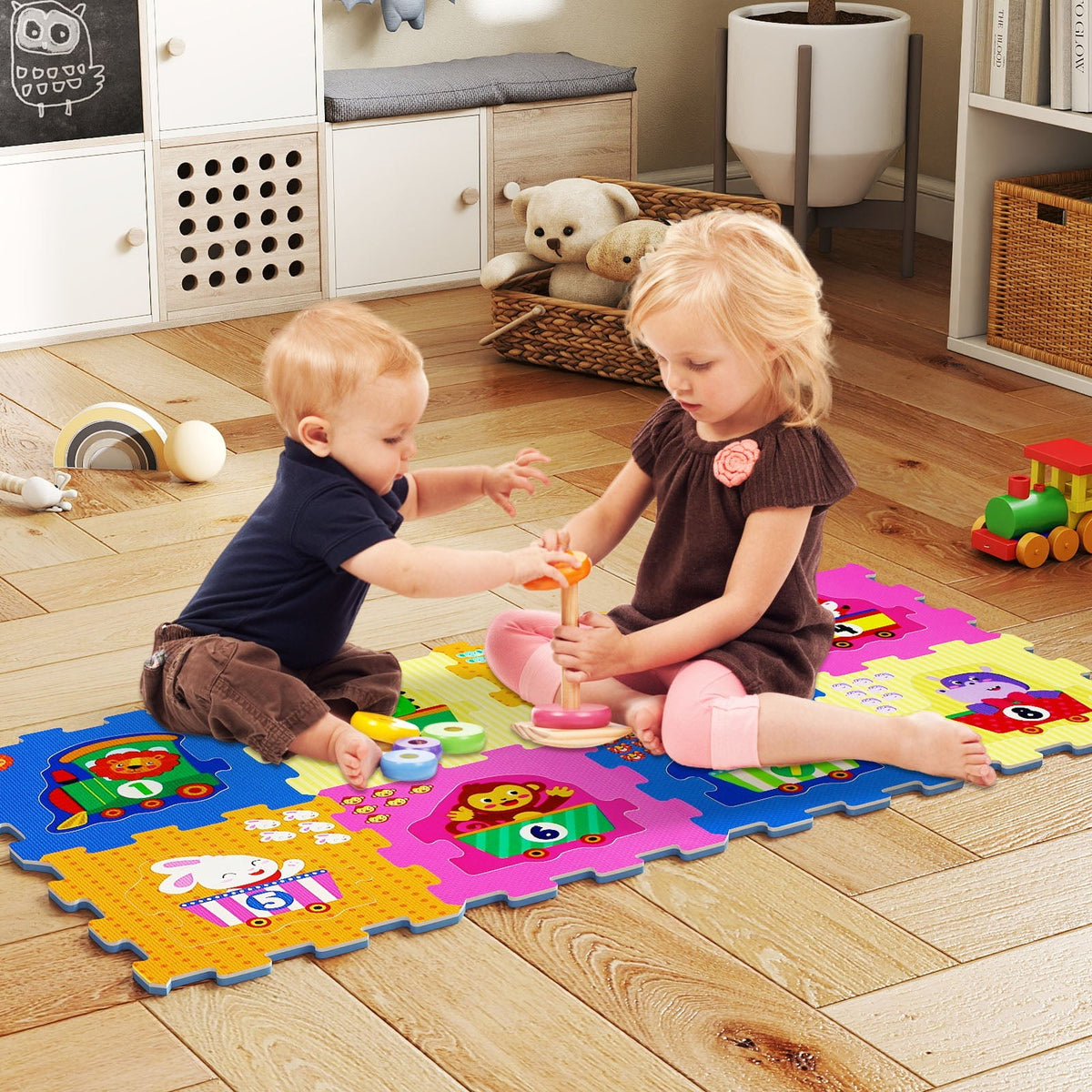 8-Piece Interlocking Baby Floor Puzzle Tiles with Educational Numbers