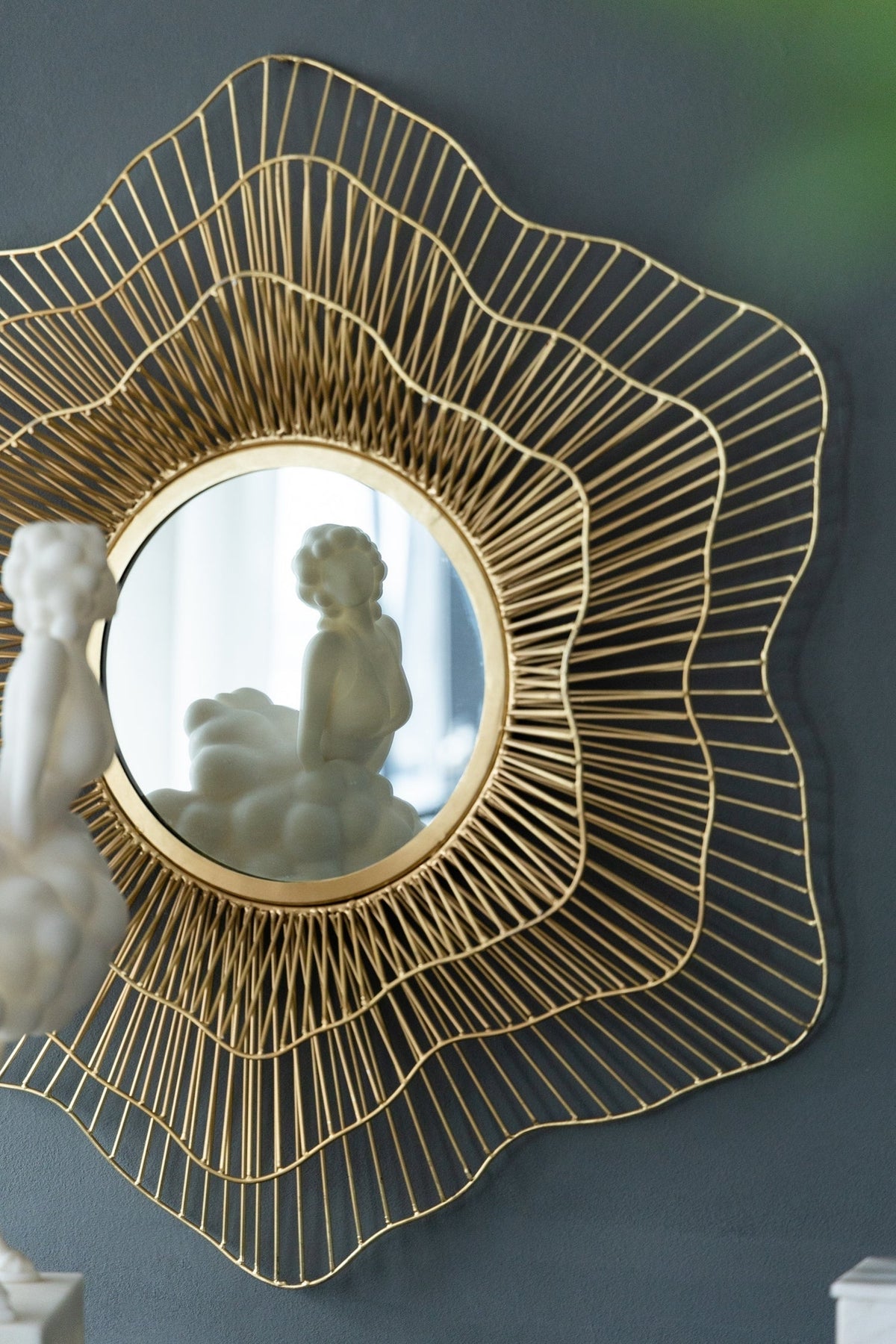 Starburst Metal Wall Mirror with Gold Iron Frame - 27"