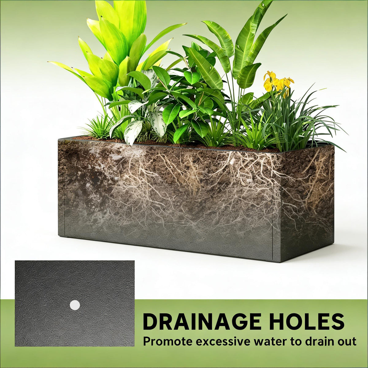 Trellis Planter with Spacious Metal Box and Efficient Drainage - Black