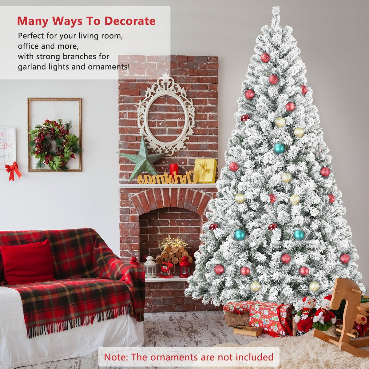 4FT Flocked Christmas Tree with 233 Tips - Green, White