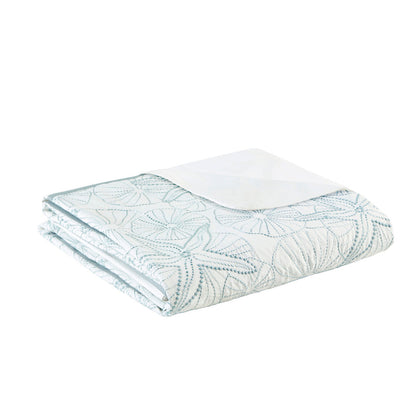 White Cotton Duvet Cover Mini Set with Embroidered Seashells – Full/Queen