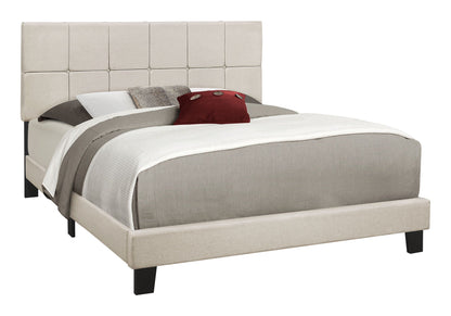 Queen Size Upholstered Bed - Transitional Beige