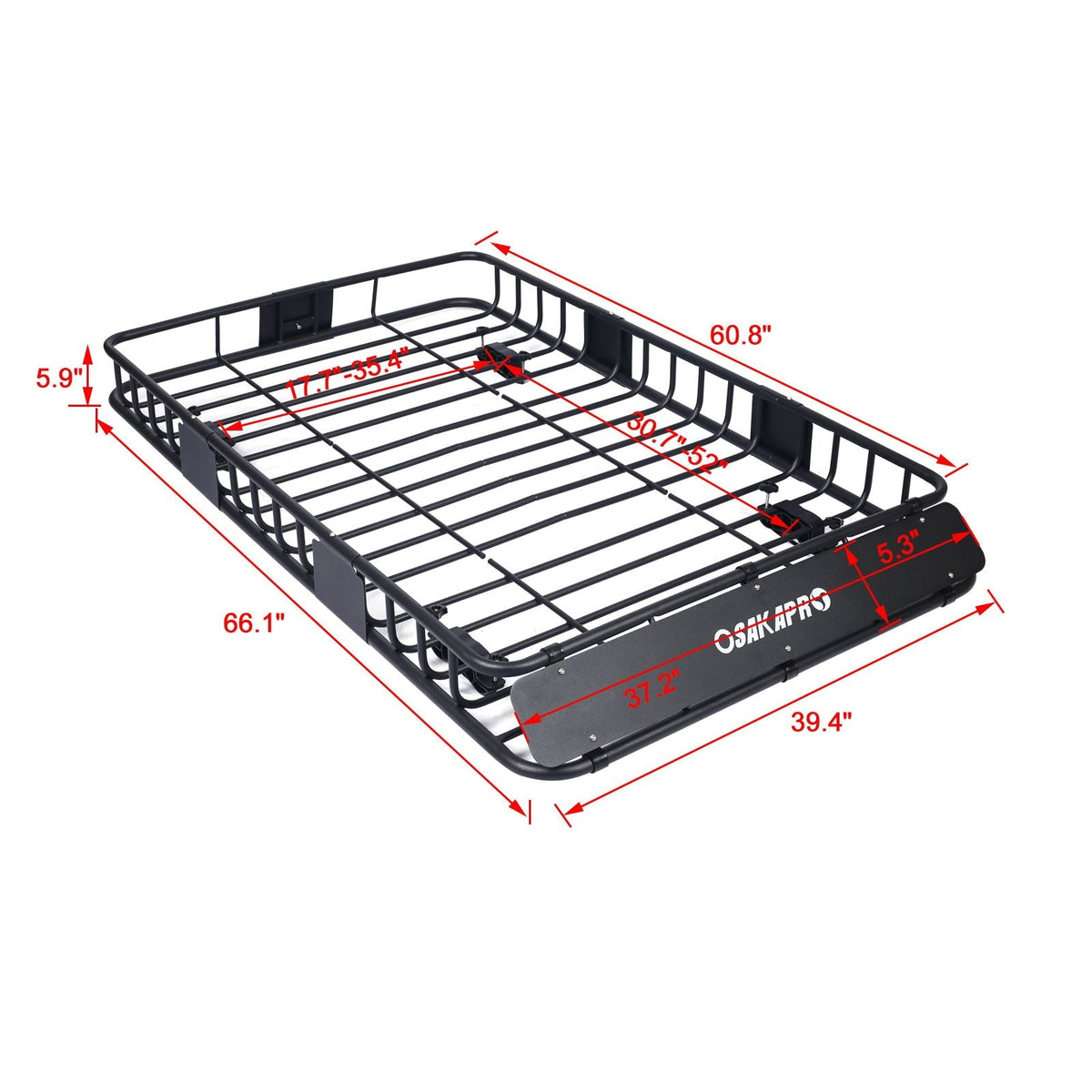 Rooftop Cargo Carrier Basket Steel Universal Fit - Black