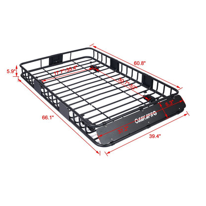 Rooftop Cargo Carrier Basket Steel Universal Fit - Black