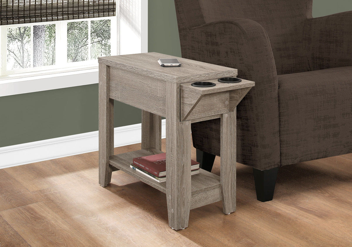Accent Side Table with Storage and Built-In Lamp - Dark Brown or Dark Gray
