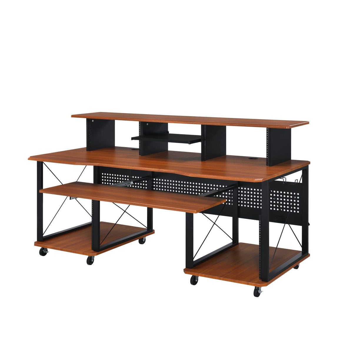 Music Desk with Multiple Storage and Cable Management - Black or Dark Brown