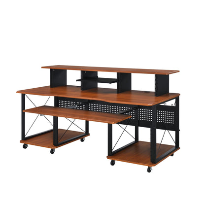 Music Desk with Multiple Storage and Cable Management - Black or Dark Brown