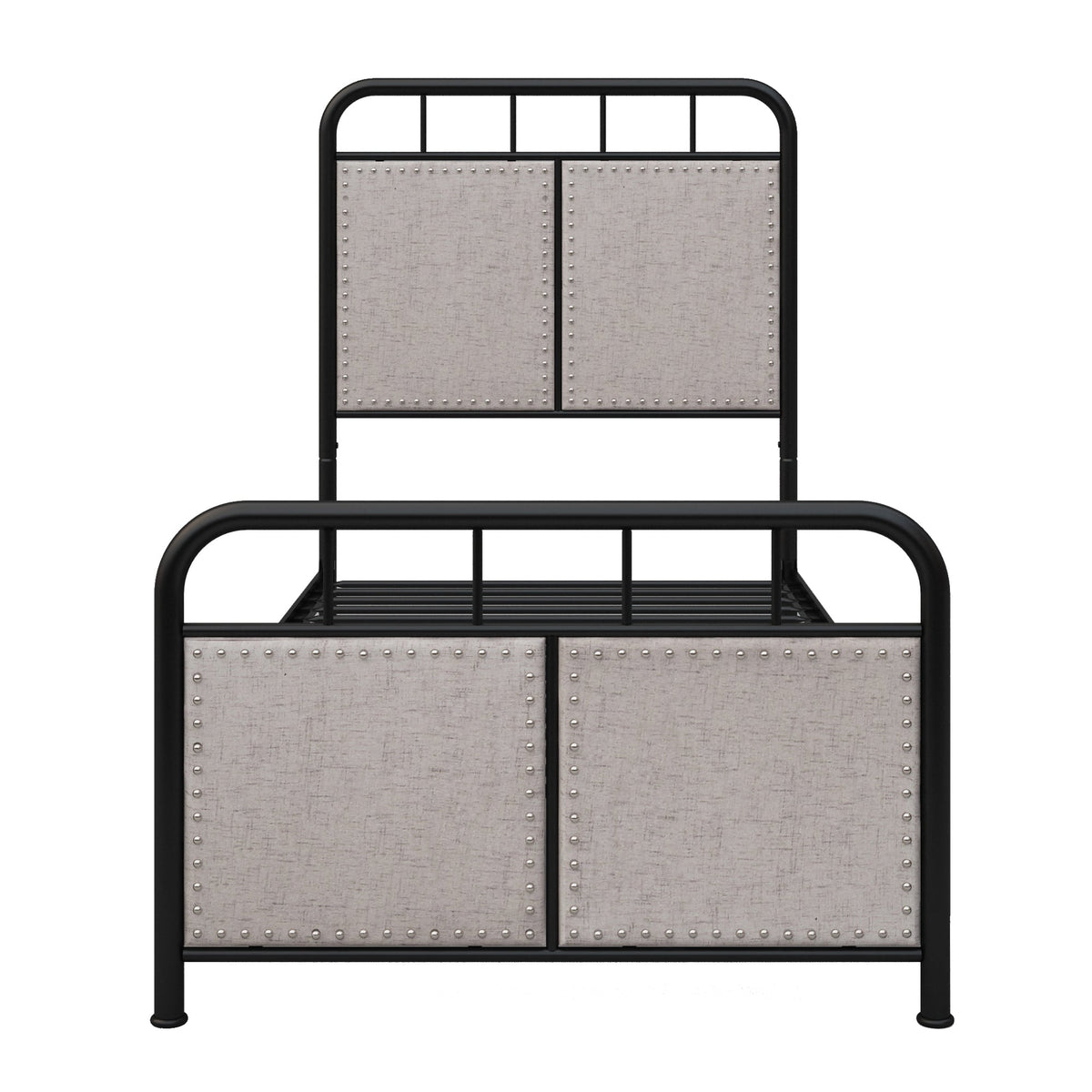 Twin Size Linen Upholstered Platform Metal Bed Frame