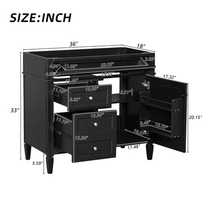 Bathroom Vanity with 2 Drawers and Tip-Out Storage - Multiple Colors