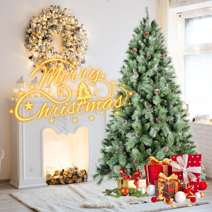 8 Ft Full-Bodied Pre-Decorated Pinecone Christmas Tree with Pine Cones - Green