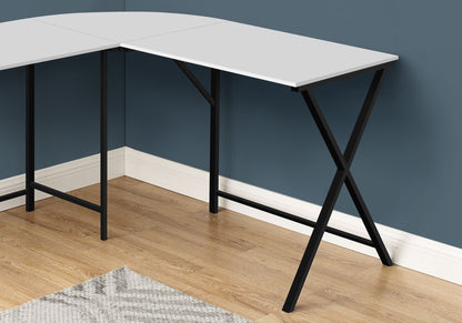 Contemporary L-Shaped Corner Computer Desk with Metal Base - Light Brown, Gray, or White