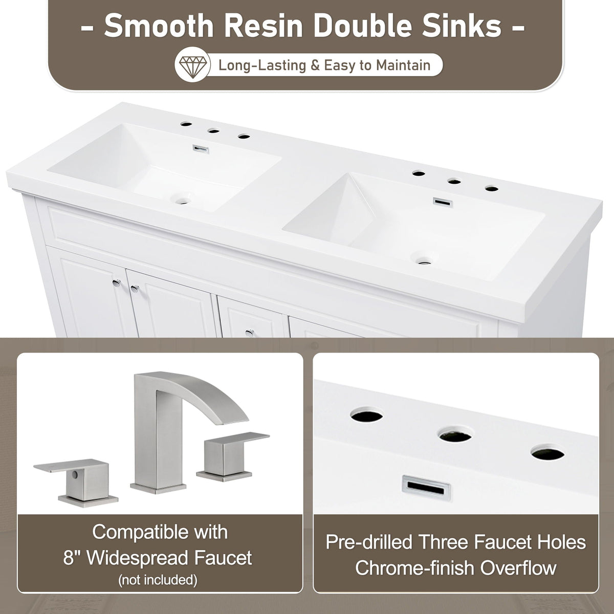 Vanity Top With Undermount Rectangular Double Sinks