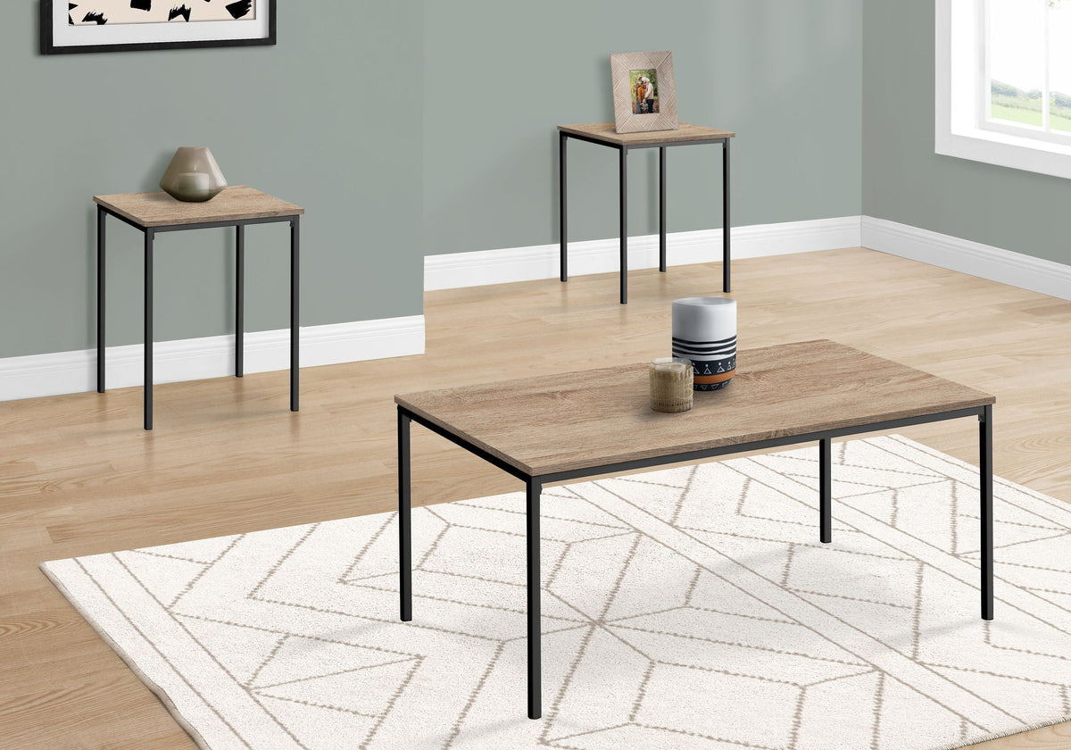 Contemporary 3-Piece Table Set with Metal Frame - Multiple Colors