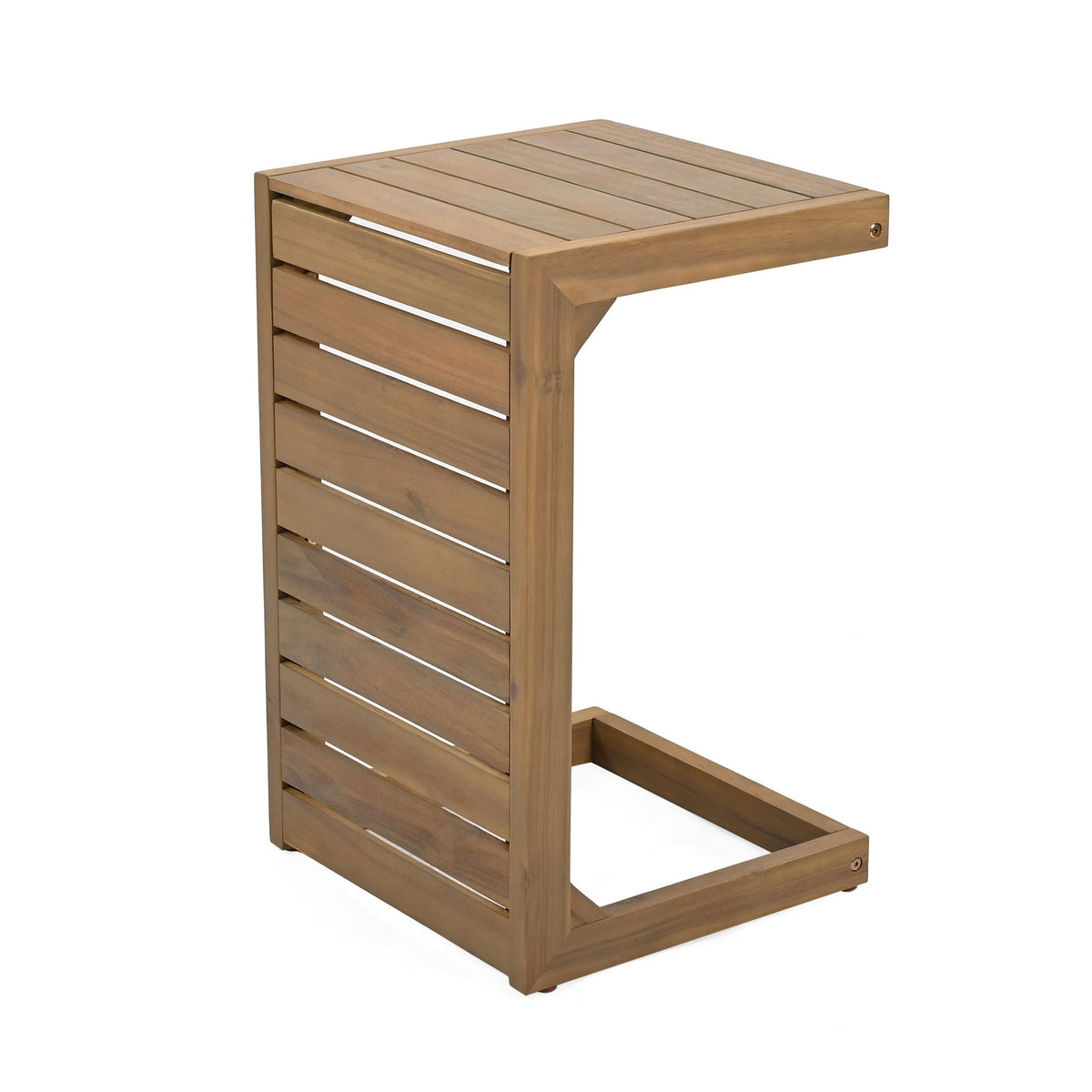 Aluminum Outdoor C-Shaped Side Table with Rust-Resistant Finish - Multiple Colors