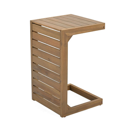 Aluminum Outdoor C-Shaped Side Table with Rust-Resistant Finish - Multiple Colors