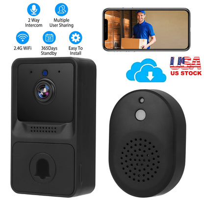 Smart Wireless Chime WiFi Doorbell Security 2 Way Intercom Visual Bell Chime Night Vision Camera Door Bell