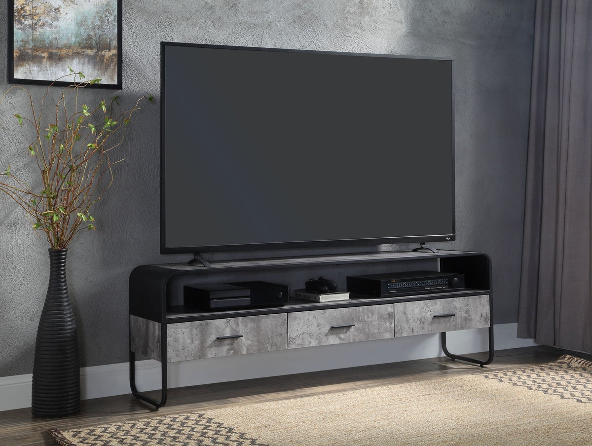 Black TV Stand with Storage Drawers - Raziela Collection