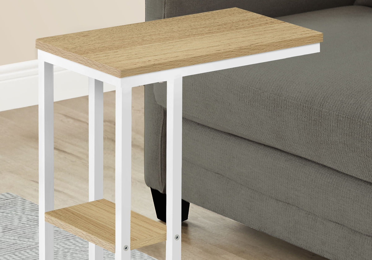 C-Shaped Marble Look Accent Table with Metal Frame - Multiple Colors