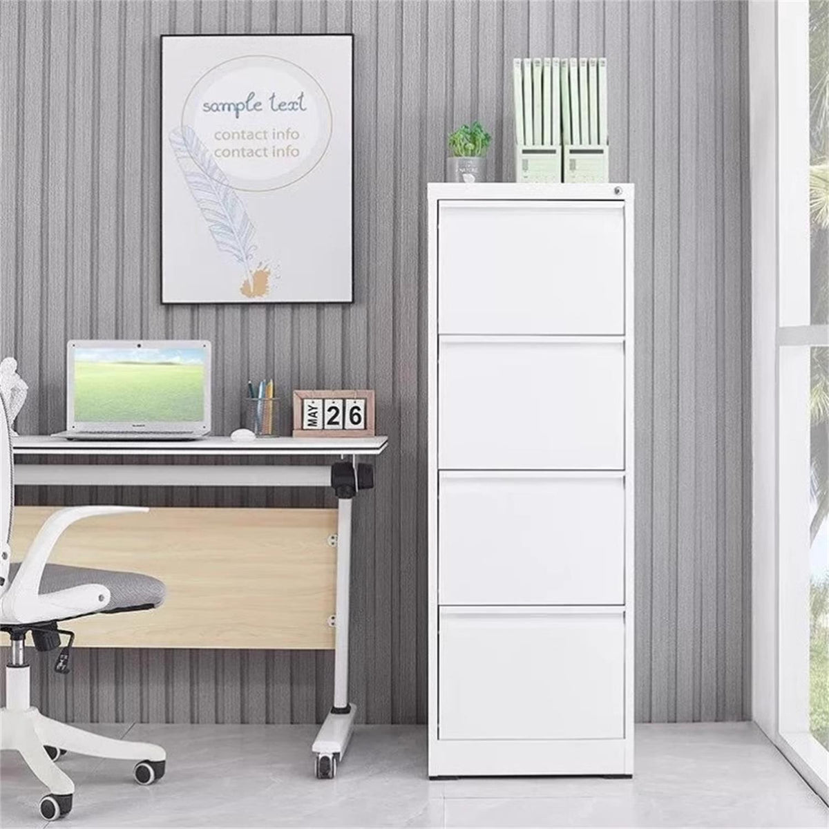 Durable Metal 3 Drawer File Cabinet with Lock – Black or White