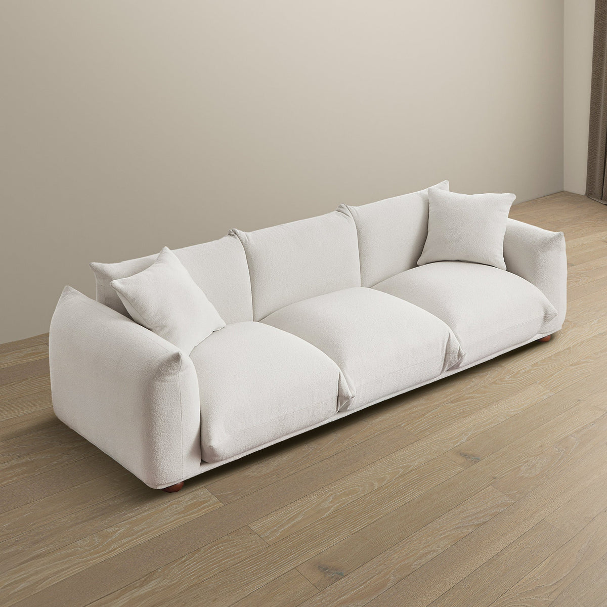 Kely Modern 100'' Cream Boucle Upholstered Sofa with Solid Wood Frame - Cream