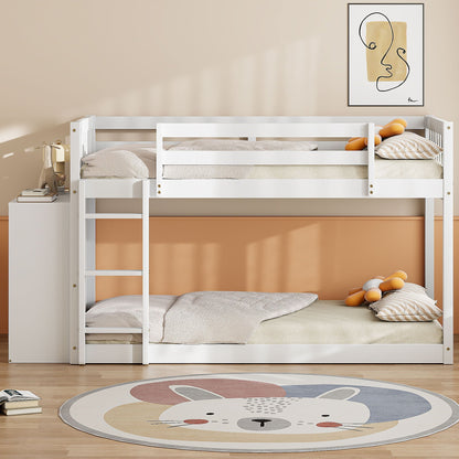 Bunk Bed With 4 Drawers and 3 Shelves - Solid Pine Wood
