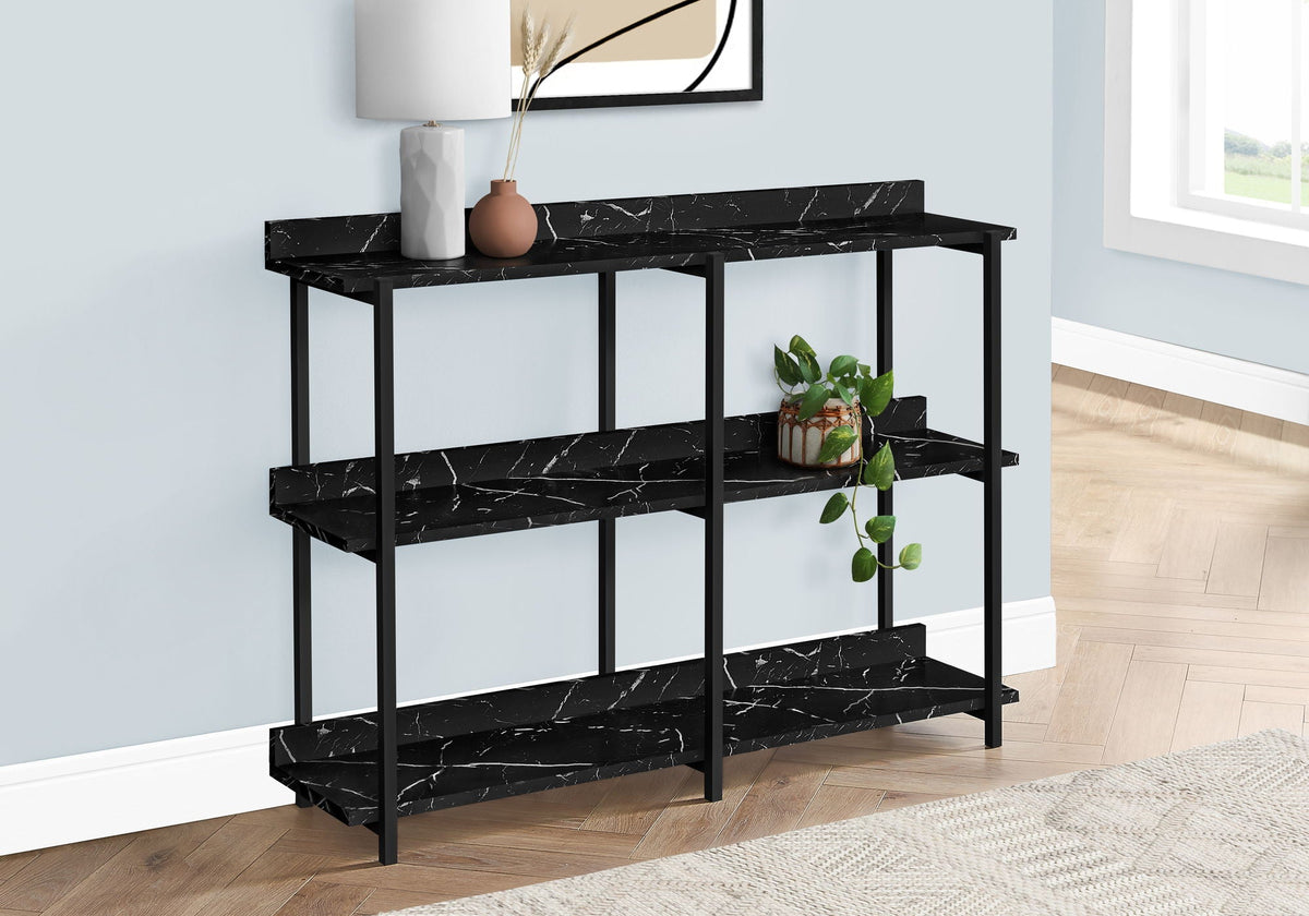 Accent Console Table for Entryway with Symmetrical Shelves - Black or Light Brown