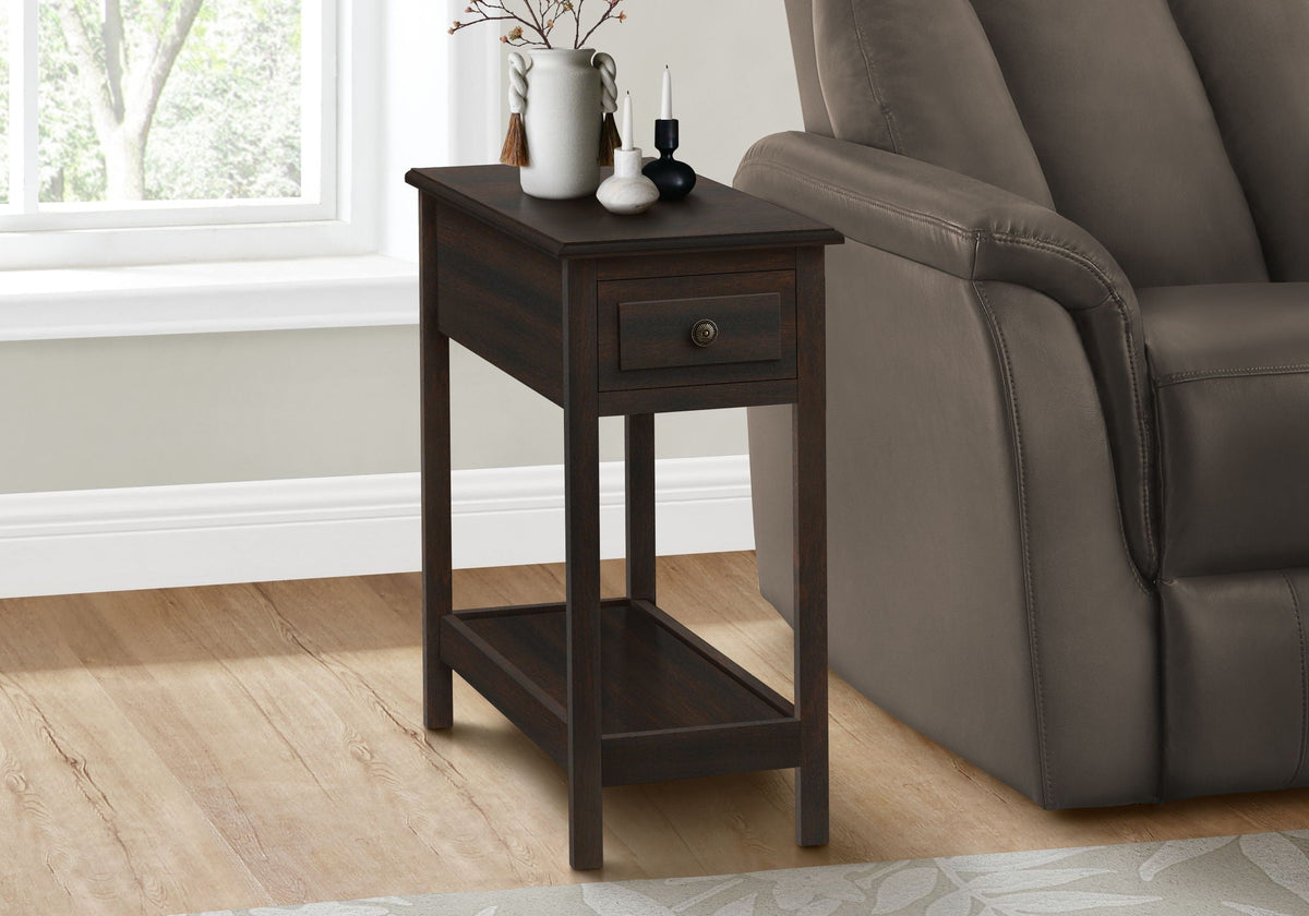 2 Tier End Table with Storage Drawer - Walnut