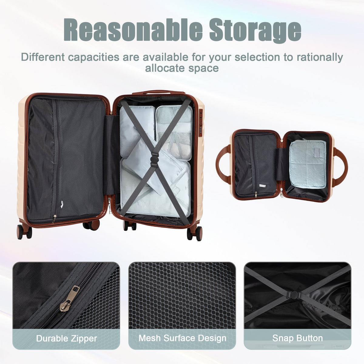 Beige 2-Piece Spinner Luggage Set with Hard Shell - Beige