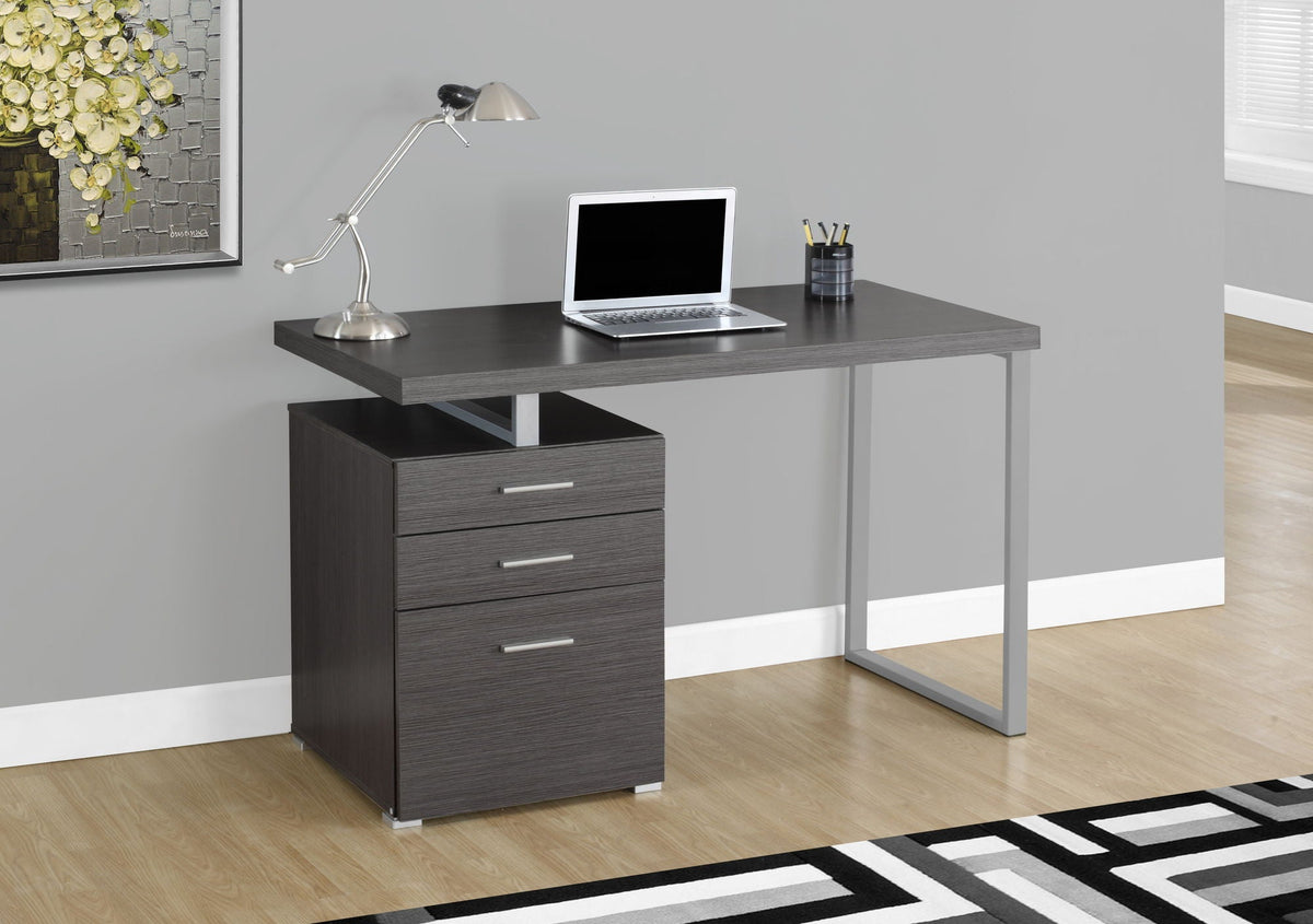 Computer Desk with Reversible Storage Drawers - Gray or Dark Gray