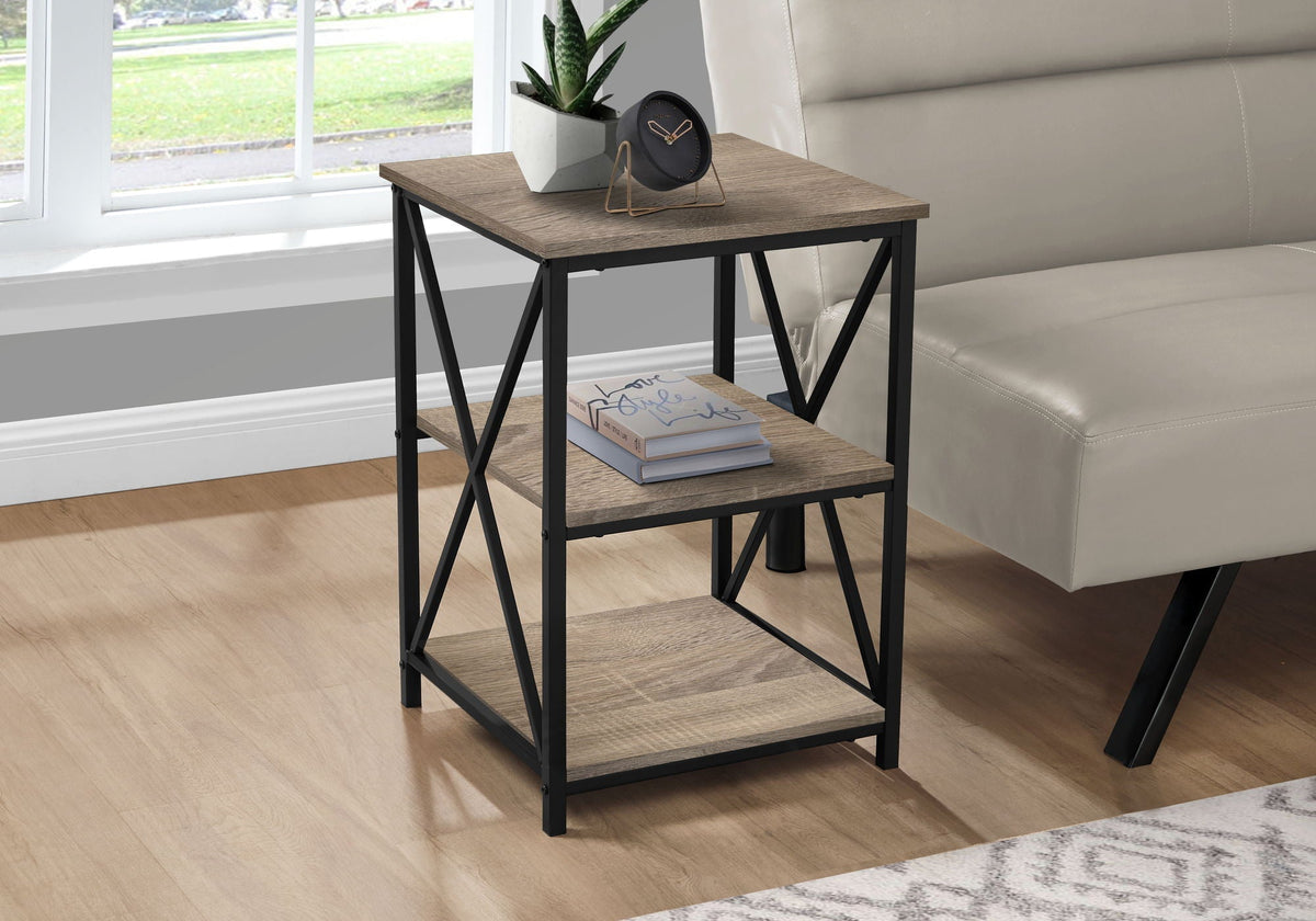 3 Tier Accent Table with Marble Look Top - White, Light Brown, Gray, Black