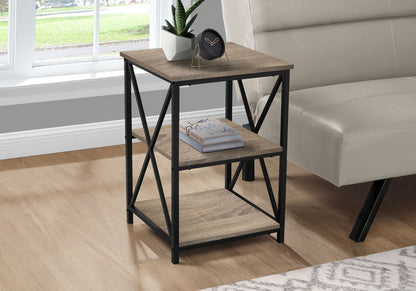 3 Tier Accent Table with Marble Look Top - White, Light Brown, Gray, Black