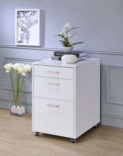 High Gloss Filing Cabinet with Fully Assembled Construction - White or Black