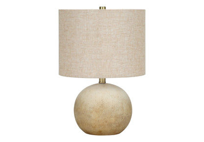 Table Lamp Lighting with Concrete Base and Drum Shade - Beige or Gray