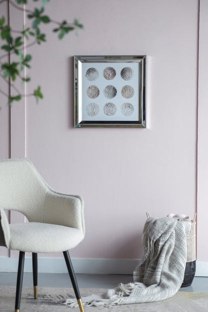 Ares Crystal Mirror Framed Wall Art with Lunar Motif - Multicolor