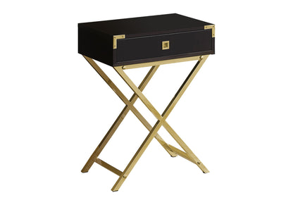 Accent Side Table with Storage Drawer – Metal Frame, Contemporary Design