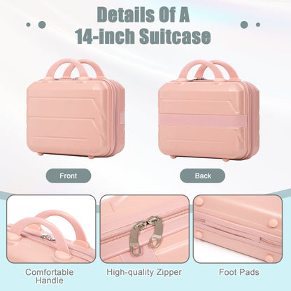 ABS 2-Piece Luggage Set with Spinner Wheels and Combination Lock - Pink